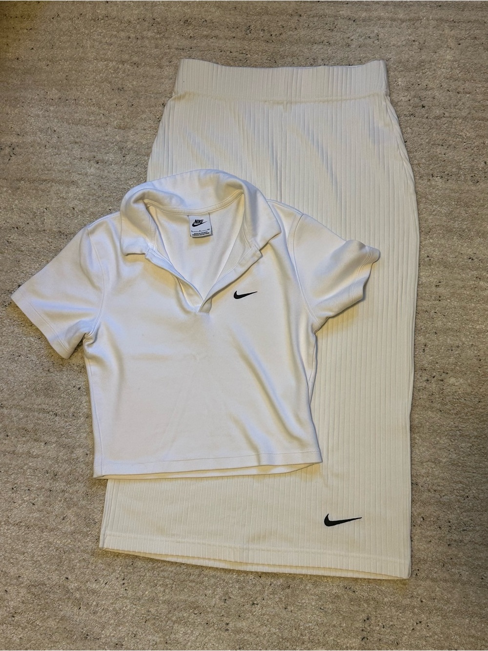 Nike - Women's High-Waisted Ribbed Jersey Skirt and Polo Top